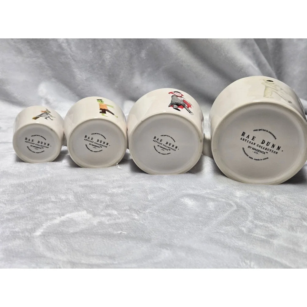 Rae Dunn Halloween Measuring Cups Set of 4 Witch Dracula Frankenstein Mummy